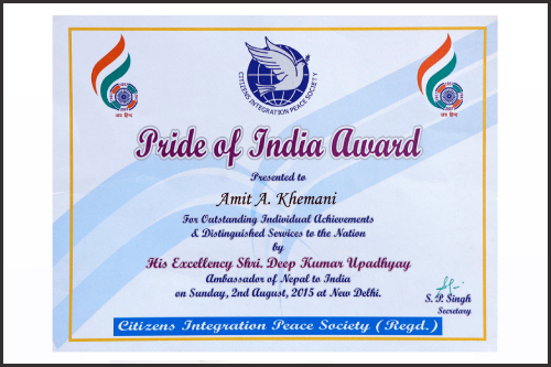 Pride of India award